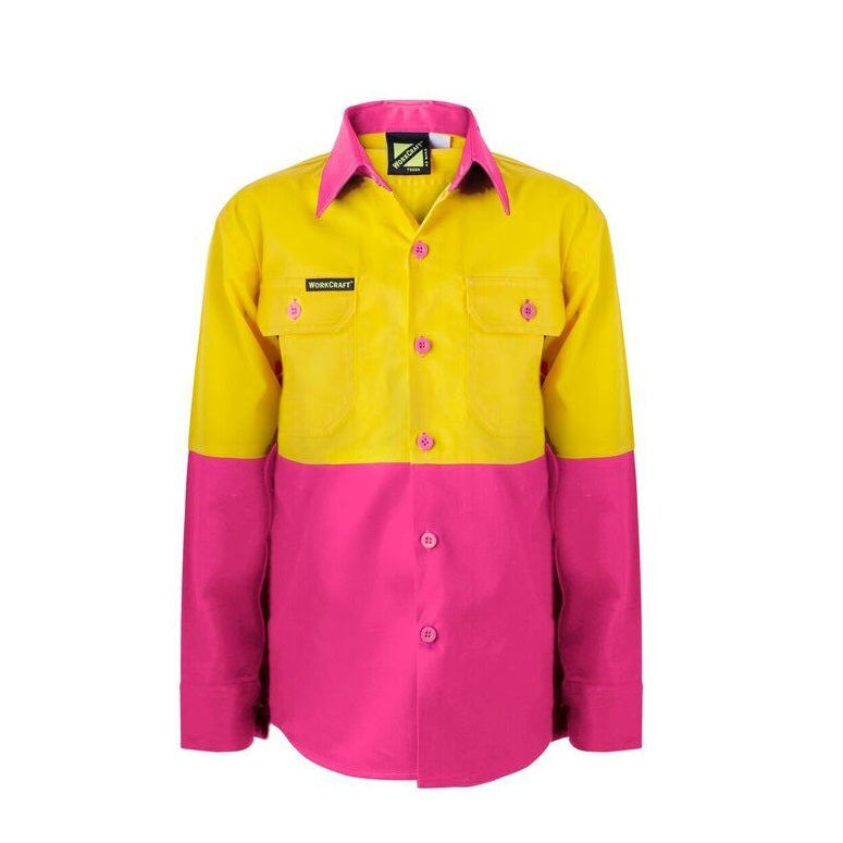 Workcraft WSK127 DISCONTINUED Kids HiVis 2-Tone Long Sleeve Shirt