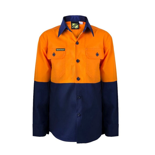 Workcraft WSK127 DISCONTINUED Kids HiVis 2-Tone Long Sleeve Shirt