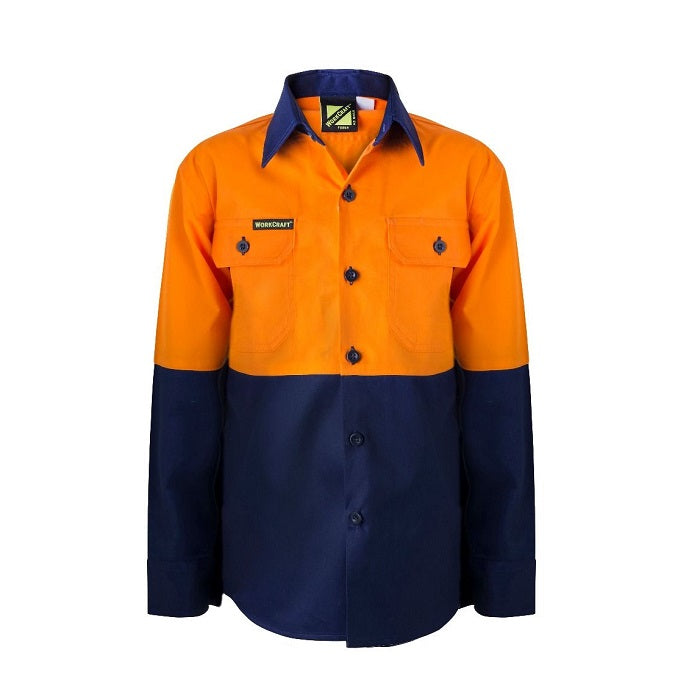 Workcraft WSK127 DISCONTINUED Kids HiVis 2-Tone Long Sleeve Shirt