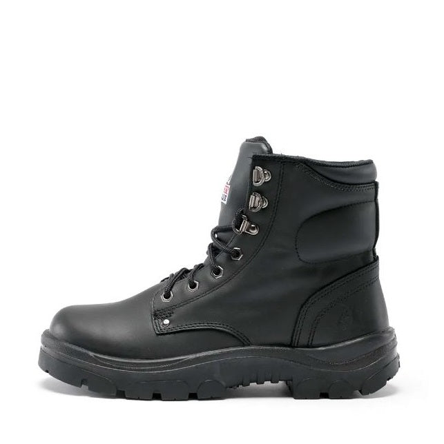 Black boot with a white background