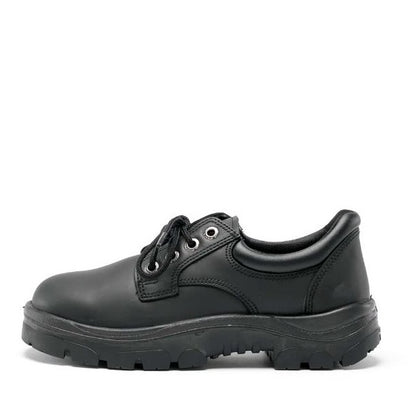 Black safety shoe on a white background