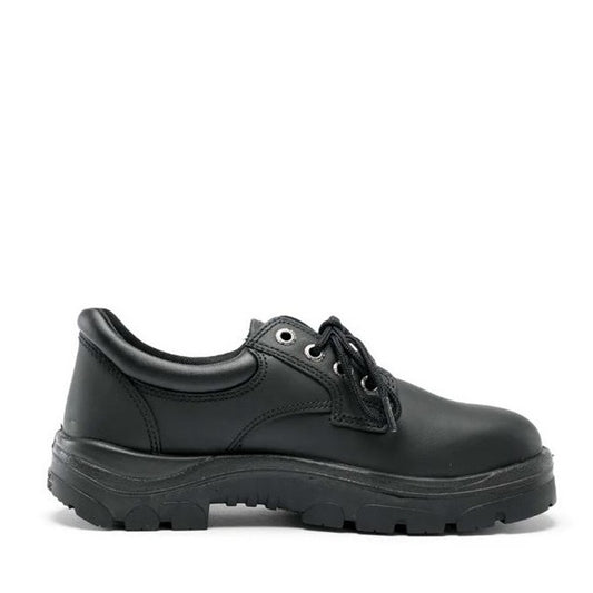 Black safety shoe on a white background