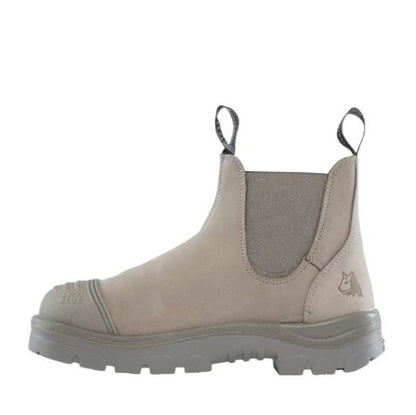 Beige Chelsea boot with a white background