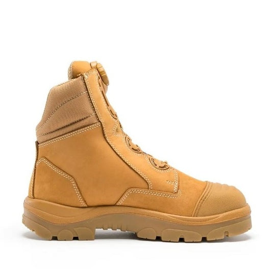 Tan boot on a white background
