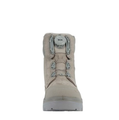 grey boot with laces on a white background