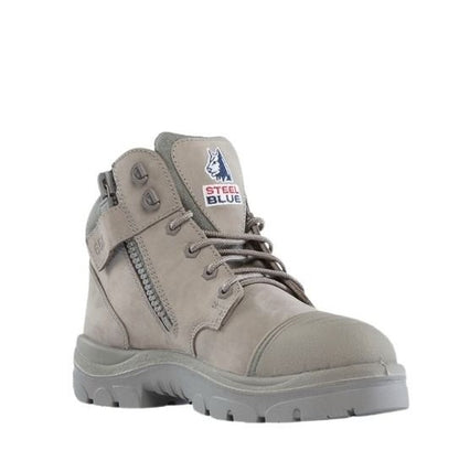 Steel Blue 312658 Parkes Zip Scuff cap toe protection Safety Boots - Popular Men's Steel blue work boots in graphite grey colour