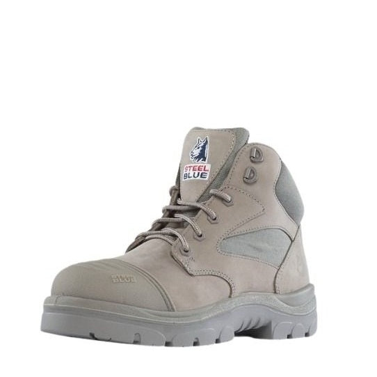 Grey Workboot with zip on white background
