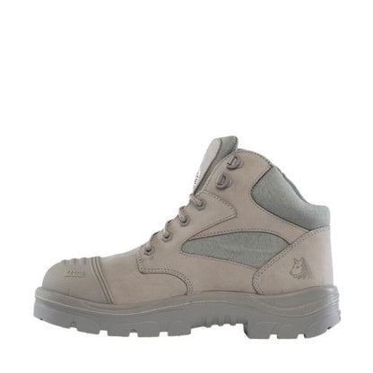 Grey Workboot with zip on white background