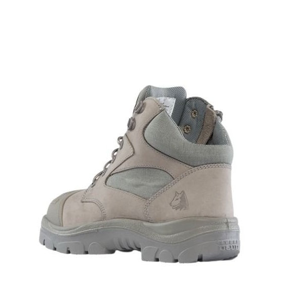 Grey Workboot with zip on white background