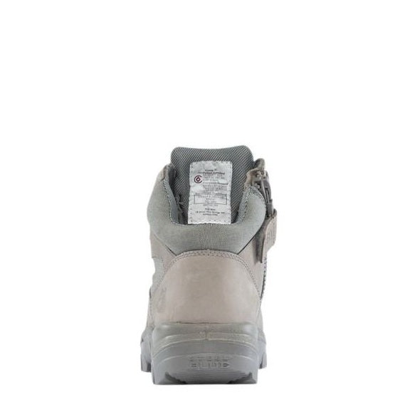 Grey Workboot with zip on white background