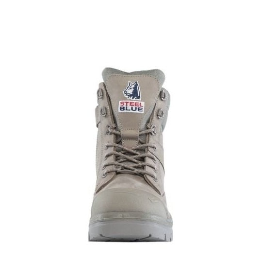 Grey boot on white background