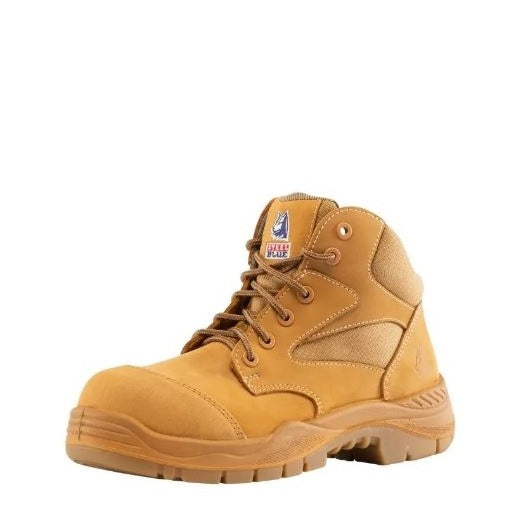 Yellow work boot on a white background