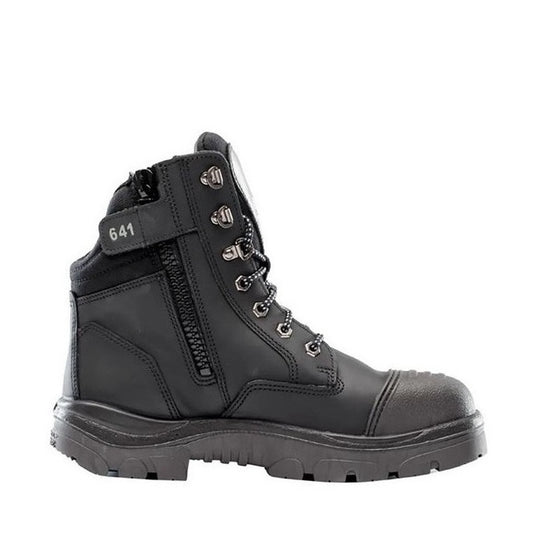 Black boot with visible brand number 641 on a white background