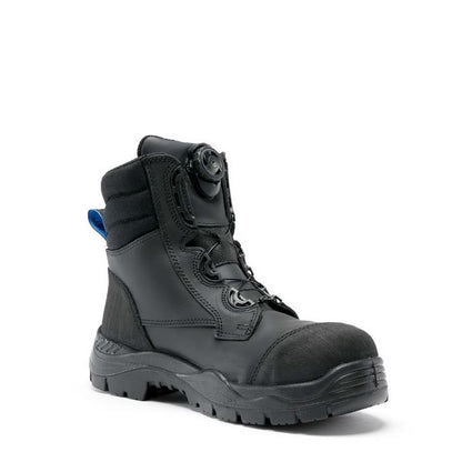 Black tactical boot on a white background
