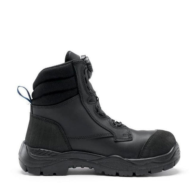 Black boot with a white background