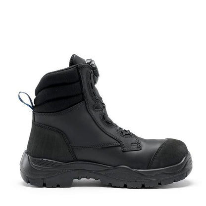 Black boot with a white background