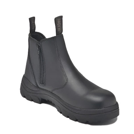 Black Extra wide toe Wide Load 390BZN Soft Toe Elastic Sided+ Zip Non Safety Boots