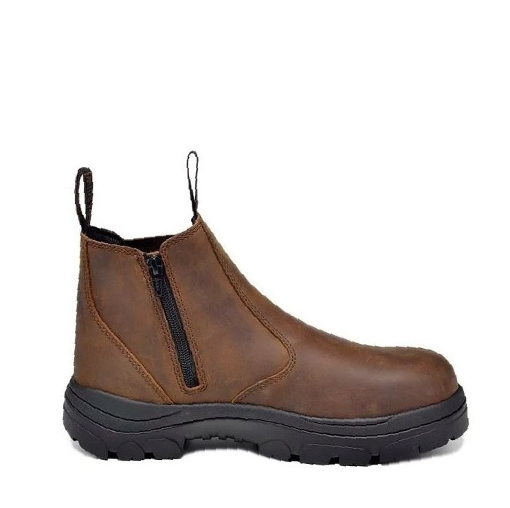 Brown leather Extra wide Wide Load 390CZN Elastic Sided Boots + Zip Non Safety Boots