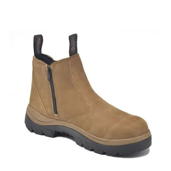 Tan brown wide toe Wide Load 390TZN Soft Toe Elastic Sided Boots + Zip Non Safety Boots