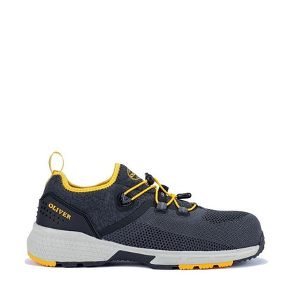 Navy yellow slip resistant jogger Oliver 40-800 Flyknit Safety Shoes