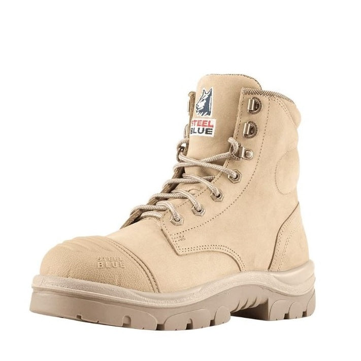 Steel Blue 512709 Argyle Zip Ladies Scuff Cap safety boots - Women's zip side work boots in colour sand with added toe protection