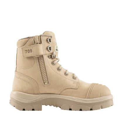 Steel Blue 512709 Argyle Zip Ladies Scuff Cap safety boots - Women's zip side work boots with toe protection in colour sand