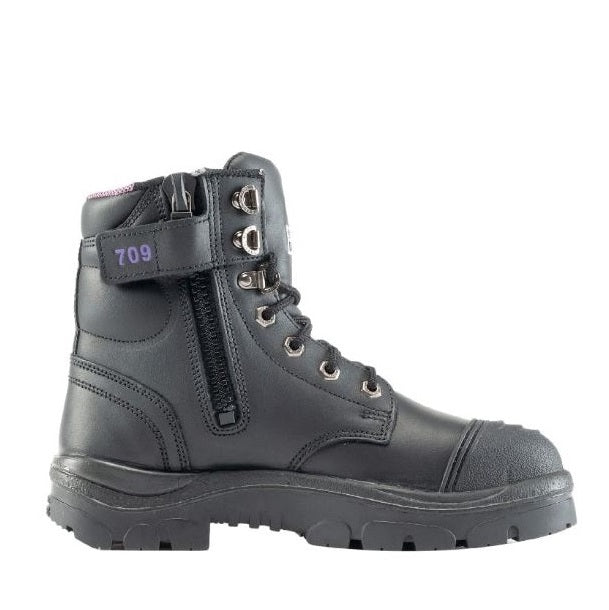Steel Blue 512709 Argyle Zip Ladies Scuff Cap safety boots - Women's zip side work boots in colour black with purple accents