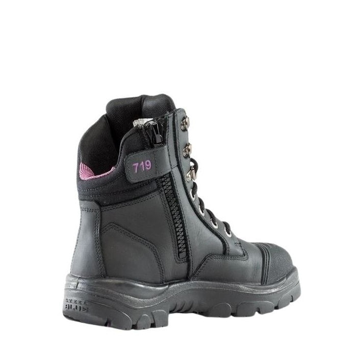 Black boot with visible brand number 719 on a white background