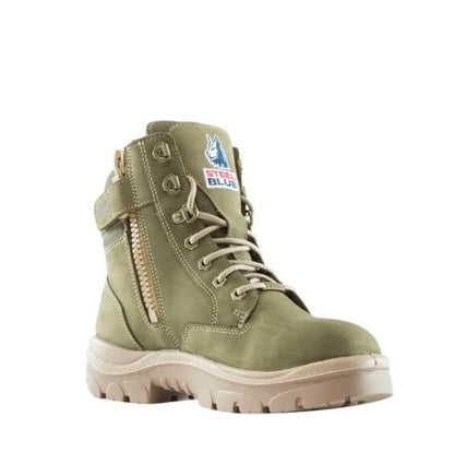 Steel Blue 512761 Southern Cross Zip Ladies Safety Boots - Women's safety  green khaki work boots