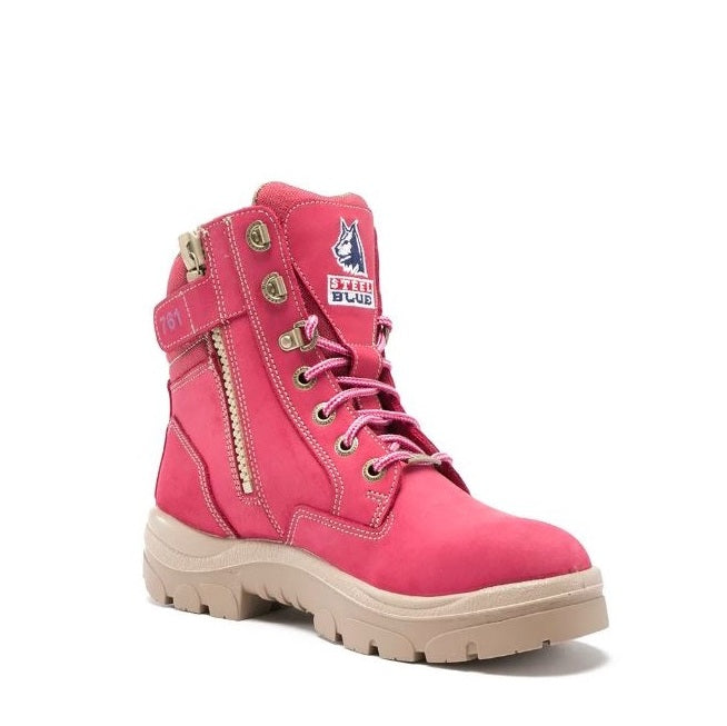 Steel Blue 512761 Southern Cross Zip Ladies Safety Boots - Women's safety  bright pink work boots