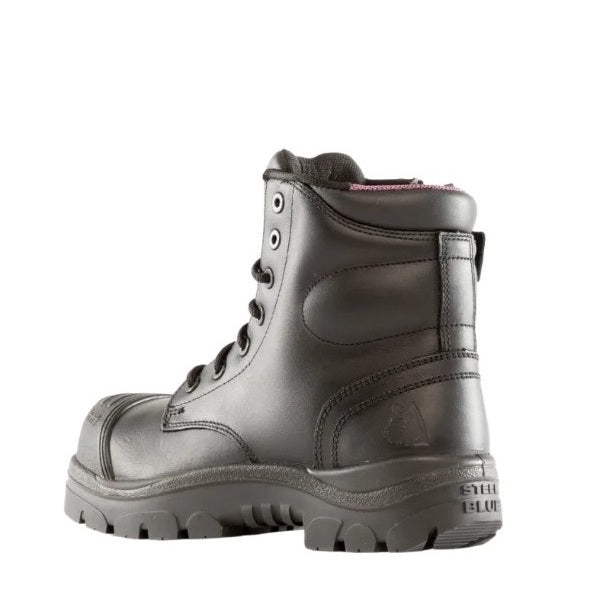 Gray work boot on a white background