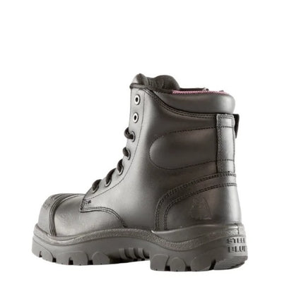 Gray work boot on a white background