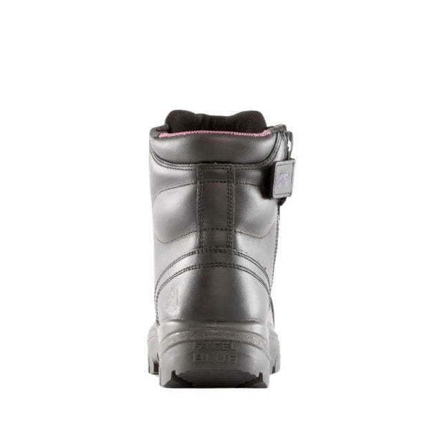 518579 Steel Blue women's zip up safety boots in black colour