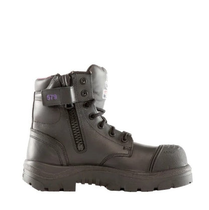 518579 Steel Blue women's zip up safety boots in black colour