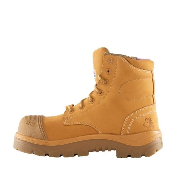 Yellow work boot on a white background