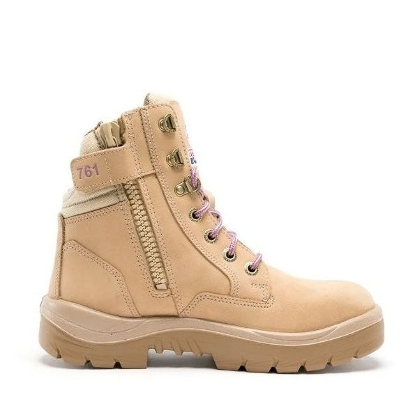 Beige boot with lace-up design on a white background