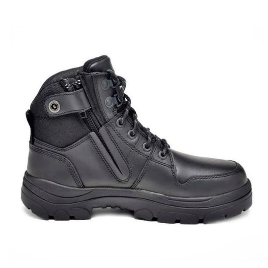 Wide Load 590BZN 6 Inch Black Soft Toe Zip / Lace Up Non Safety  Boot