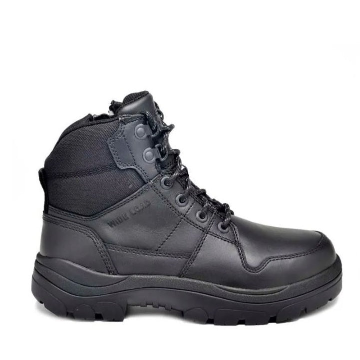 Wide Load 590BZN 6 Inch Black Soft Toe Zip / Lace Up Non Safety Boots
