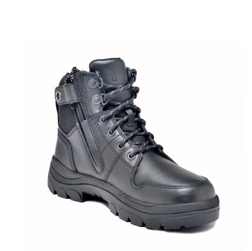 Black extra wide toe Wide Load 590BZN 6 Inch Black Soft Toe Zip / Lace Up Non Safety Boots