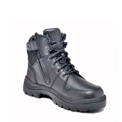 Black extra wide toe Wide Load 590BZN 6 Inch Black Soft Toe Zip / Lace Up Non Safety Boots