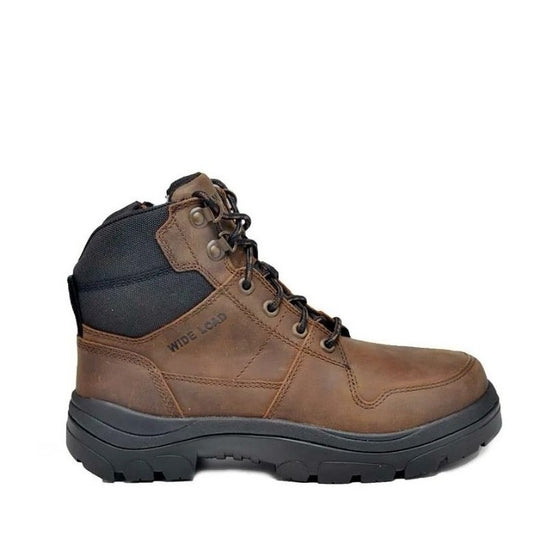 Brown wide fitting toe Wide Load 590CZN 6 Inch Soft Toe Zip/ Lace Up Non Safety Boots