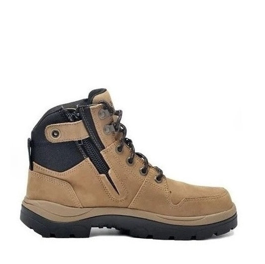 Taupe Brown Zip Sided Wide Load 590TZN 6 Inch Soft Toe Zip/ Lace Up Non Safety Boot