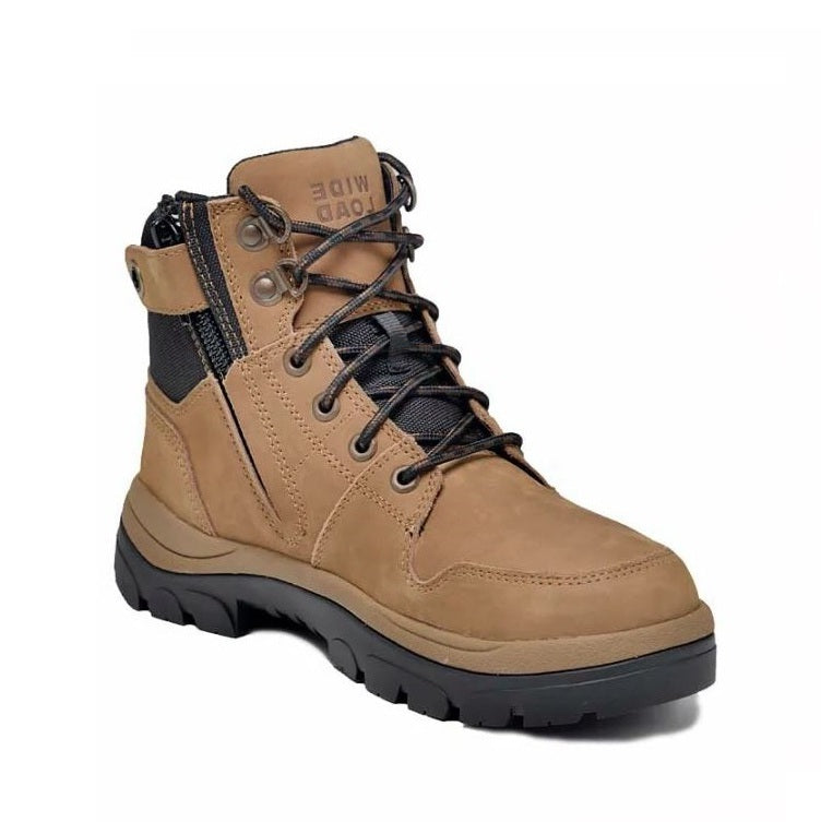 Taupe Brown Extra Wide Wide Load 590TZN 6 Inch Soft Toe Zip/ Lace Up Non Safety Boot
