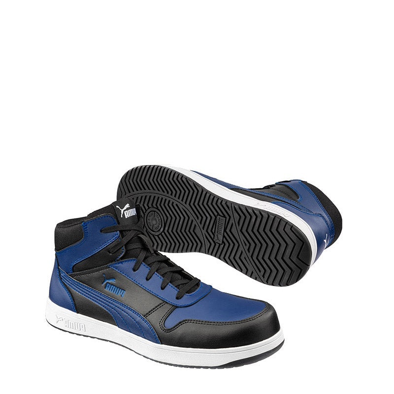 Black and blue basketball style anti static Puma 630077 Frontcourt Mid Safety Shoes