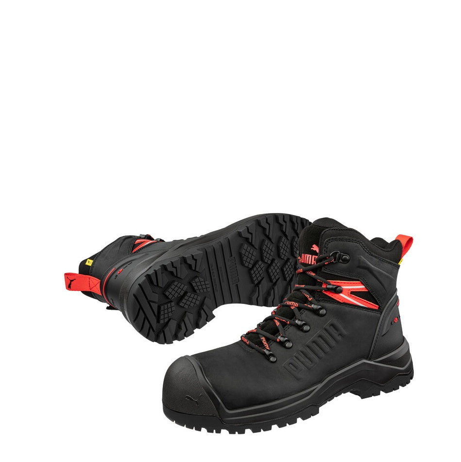 Black heavy duty zip sided mining compliant Puma 632747 Iron HD Mid Black Safety Boot
