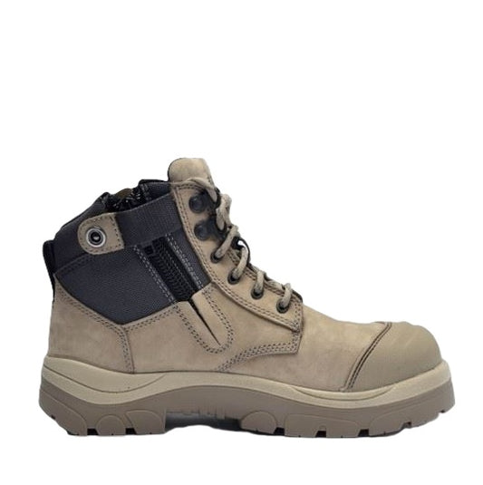 Beige extra wide toe Wide Load 690SZ Stone 6" Zip Side Safety Boot
