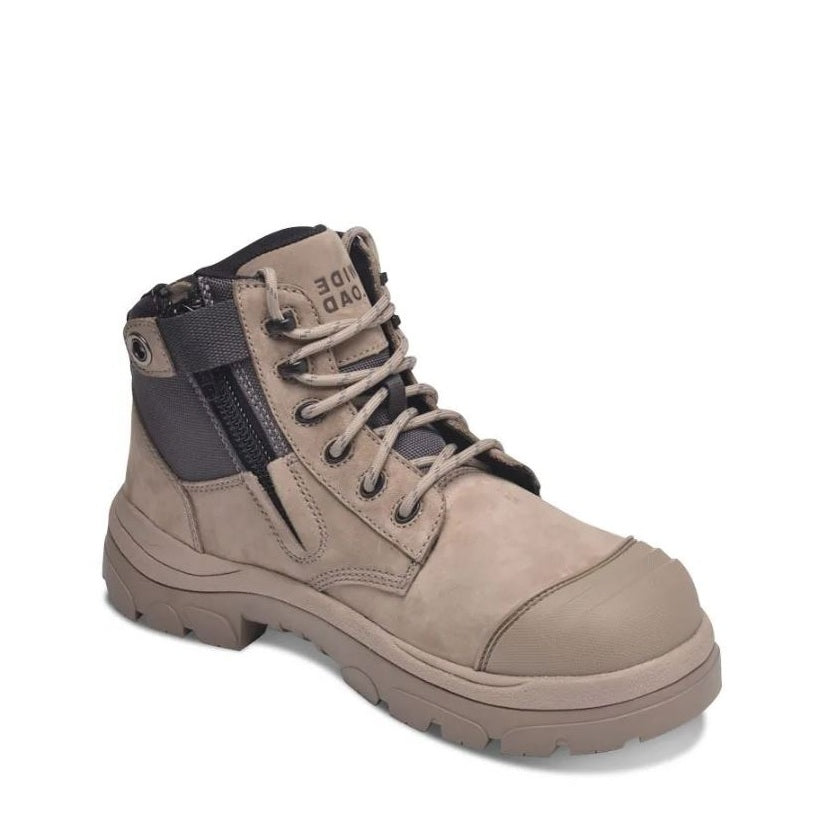 Stone Beige zip sided scuff cap Wide Load 690SZC Stone 6 Zip Side Composite Safety Boots