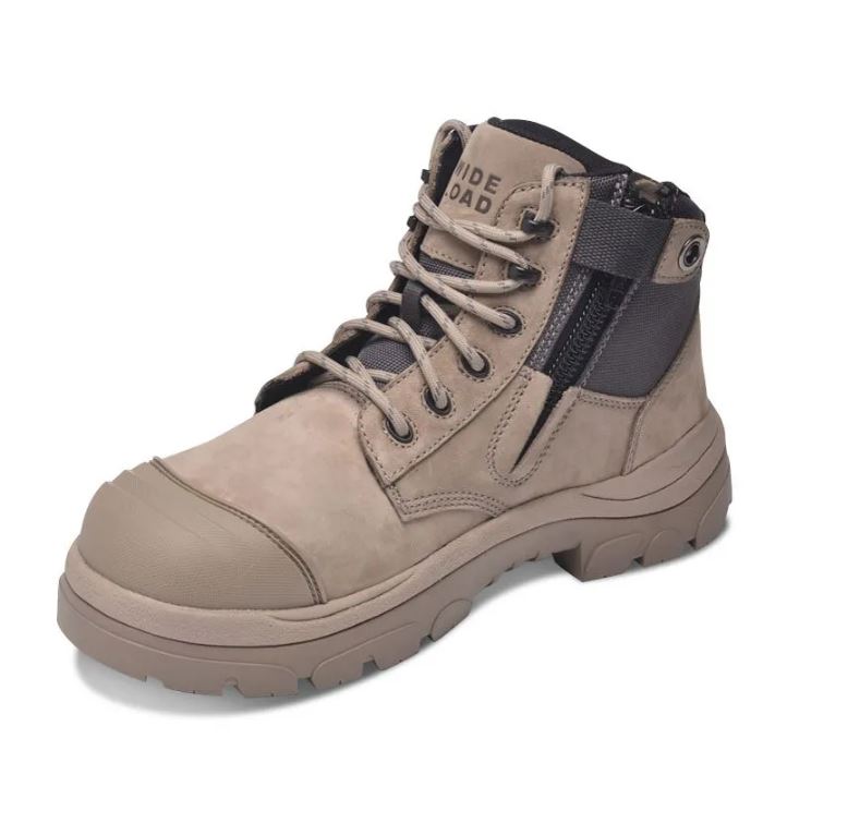 Stone coloured Scuff Cap zip Sided Wide Load 690SZ Stone 6" Zip Side Safety Boot