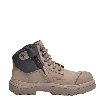 Stone beige coloured extra wide toe cap Wide Load 690SZC Stone 6 Zip Side Composite Safety Boots