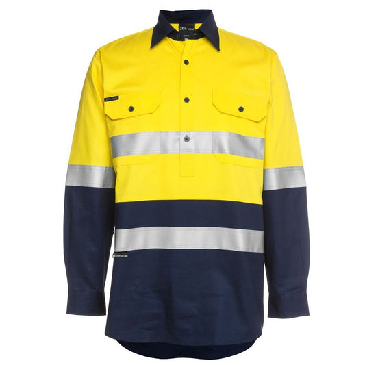 JBs Wear 6HWCF Hi Vis Day/Night Close Front L/S 190G Work Shirt